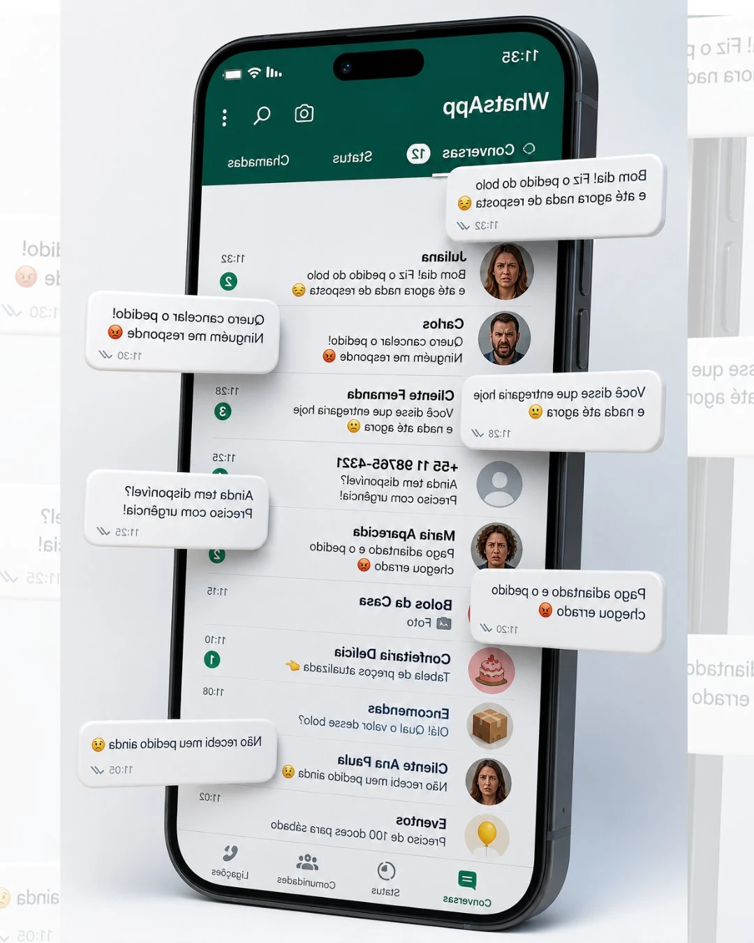 WhatsApp caótico com pedidos perdidos